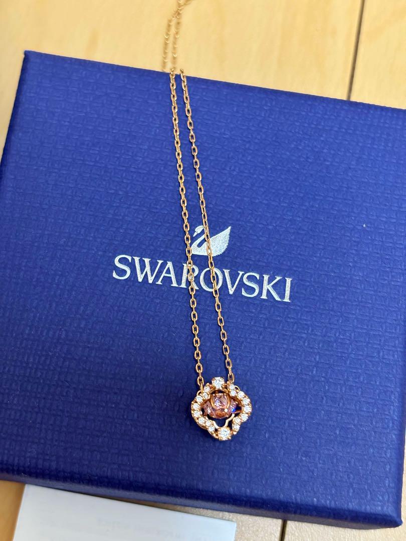【美品】スワロフスキーネックレス クローバーピンクゴールド
