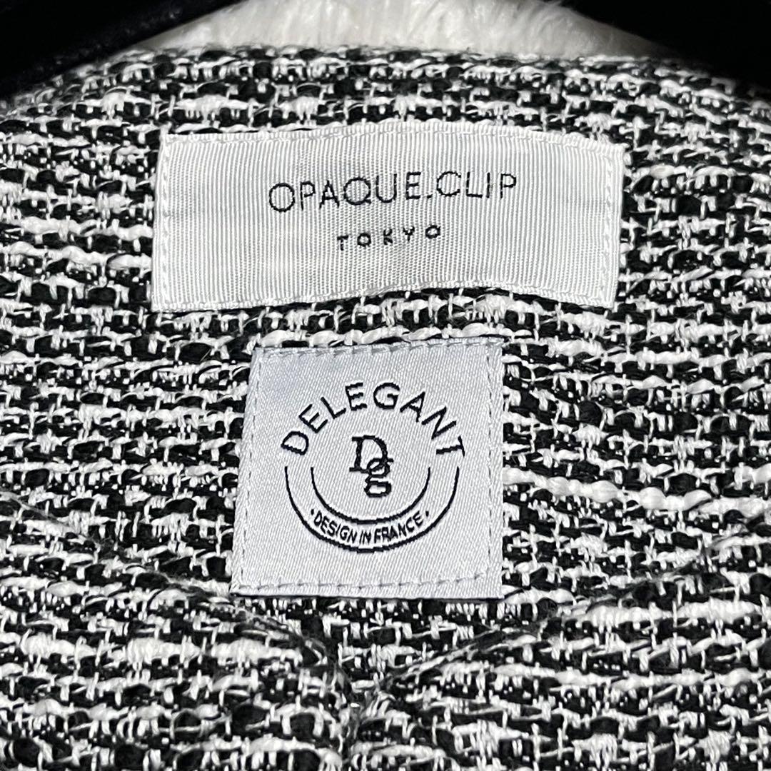 新品タグ付 OPAQUE.CLIP ツイード ノーカラージャケット セレモニー