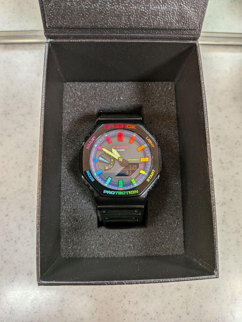 G-shock GA-2100RGB カシオークカスタマイズブラックレインボー