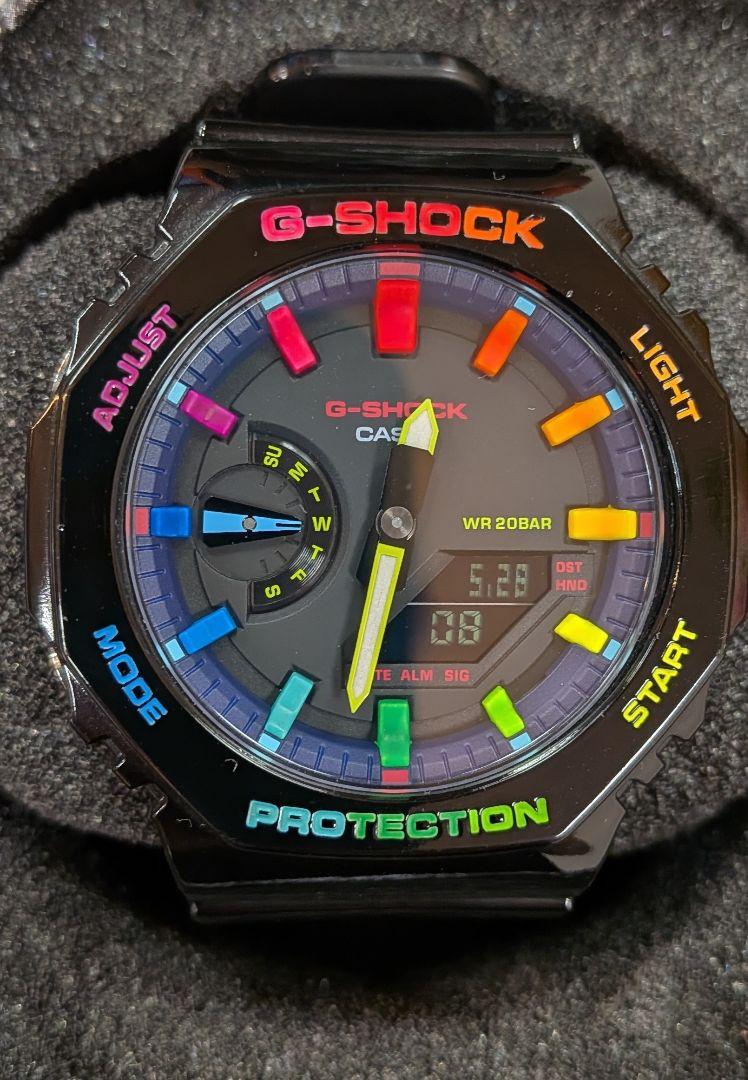 G-shock GA-2100RGB カシオークカスタマイズブラックレインボー
