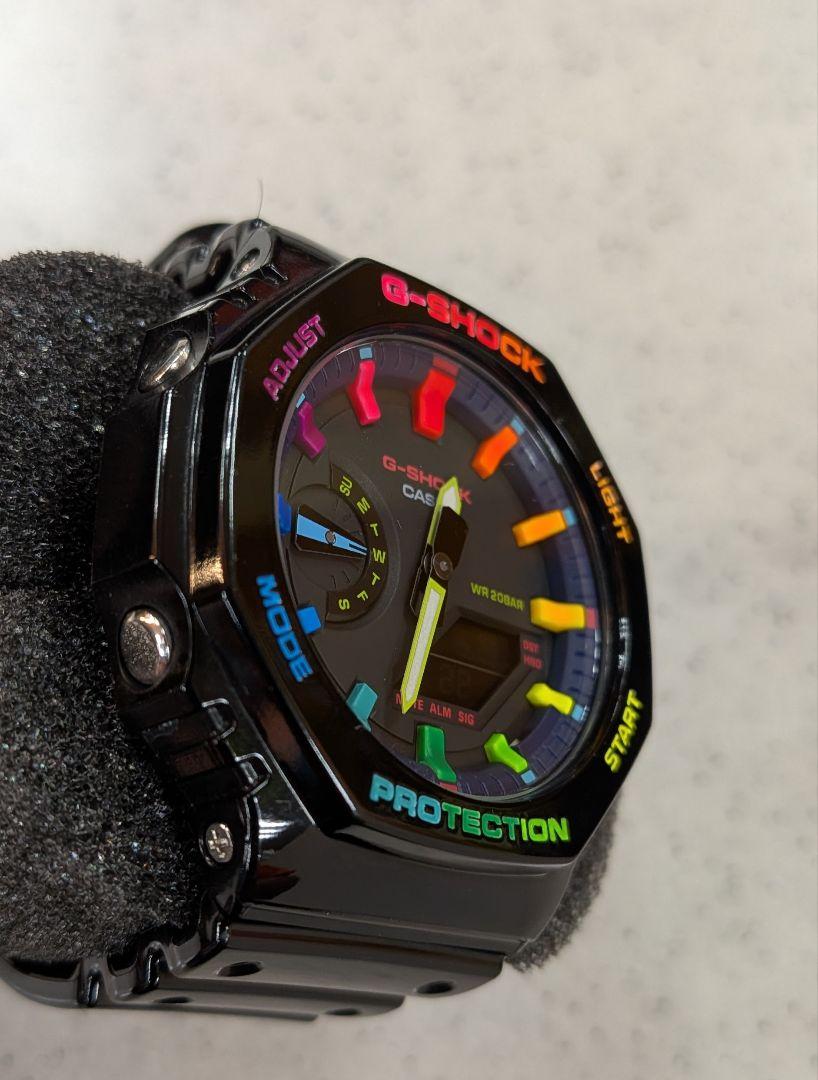 G-shock GA-2100RGB カシオークカスタマイズブラックレインボー