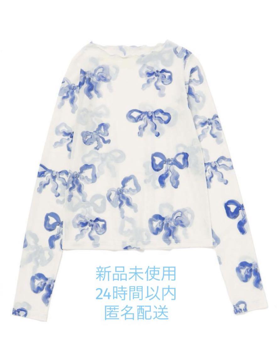 POPPY BLUE RIBBON SEE-THROUGH TOPS リボン