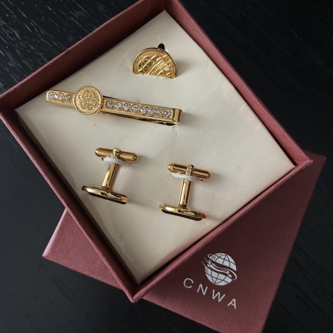 CNWA カフス ネクタイピン 3点セット ゴールド