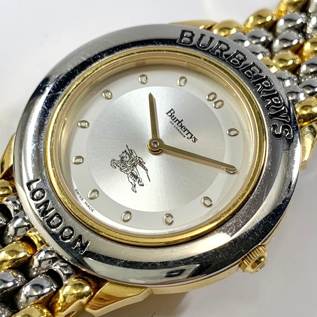 アウトレット 美品 バーバリー メンズウォッチ ゴールド シルバー 0702