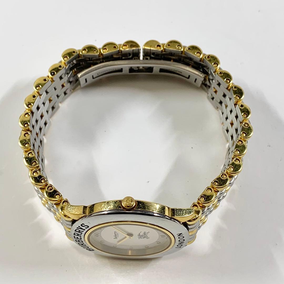 アウトレット 美品 バーバリー メンズウォッチ ゴールド シルバー 0702