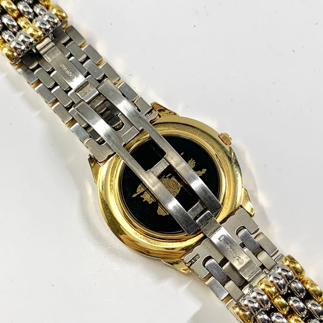 アウトレット 美品 バーバリー メンズウォッチ ゴールド シルバー 0702