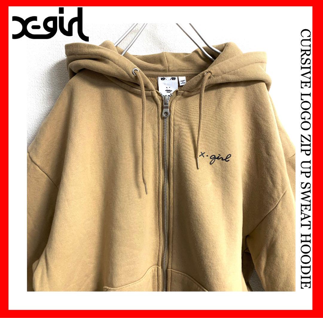 X-GIRL✨CURSIVE LOGO ZIP UP SWEAT HOODIE