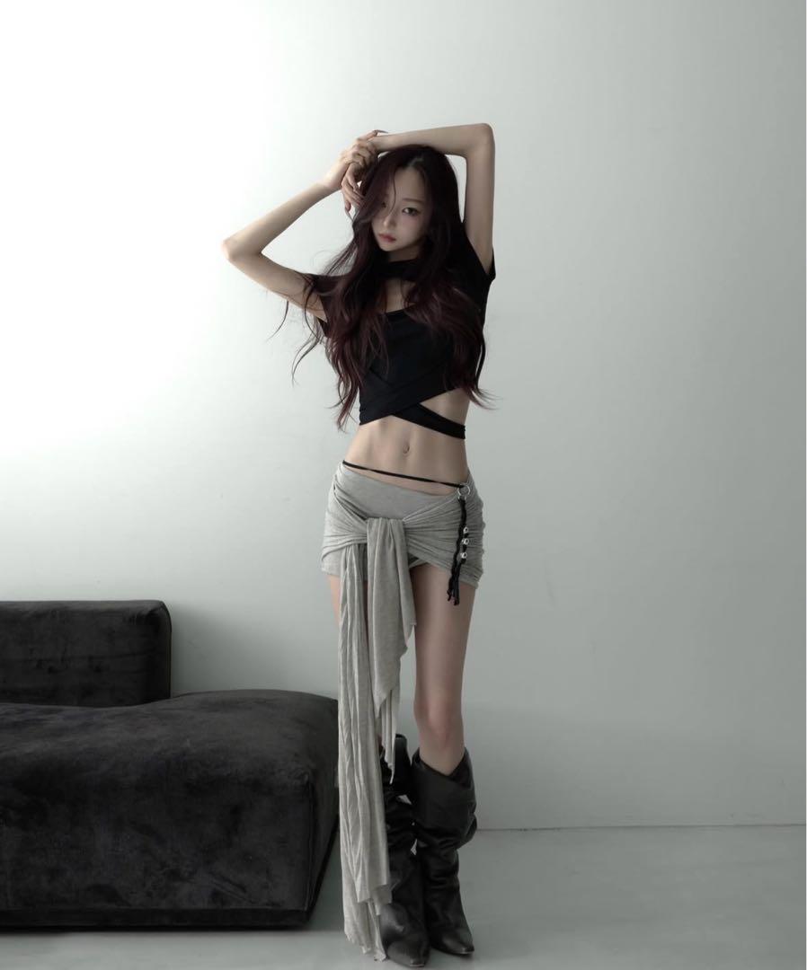 THEREDTHREAD S mini skort pareo gray