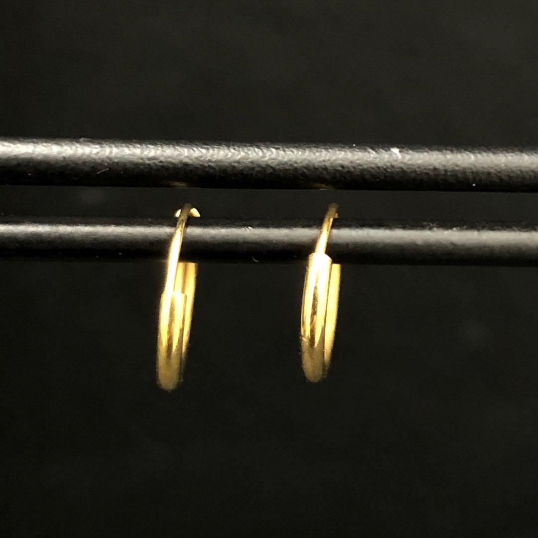 ピアス フープピアス 18金 YG フープ 18k K18 ラウンド ひねり