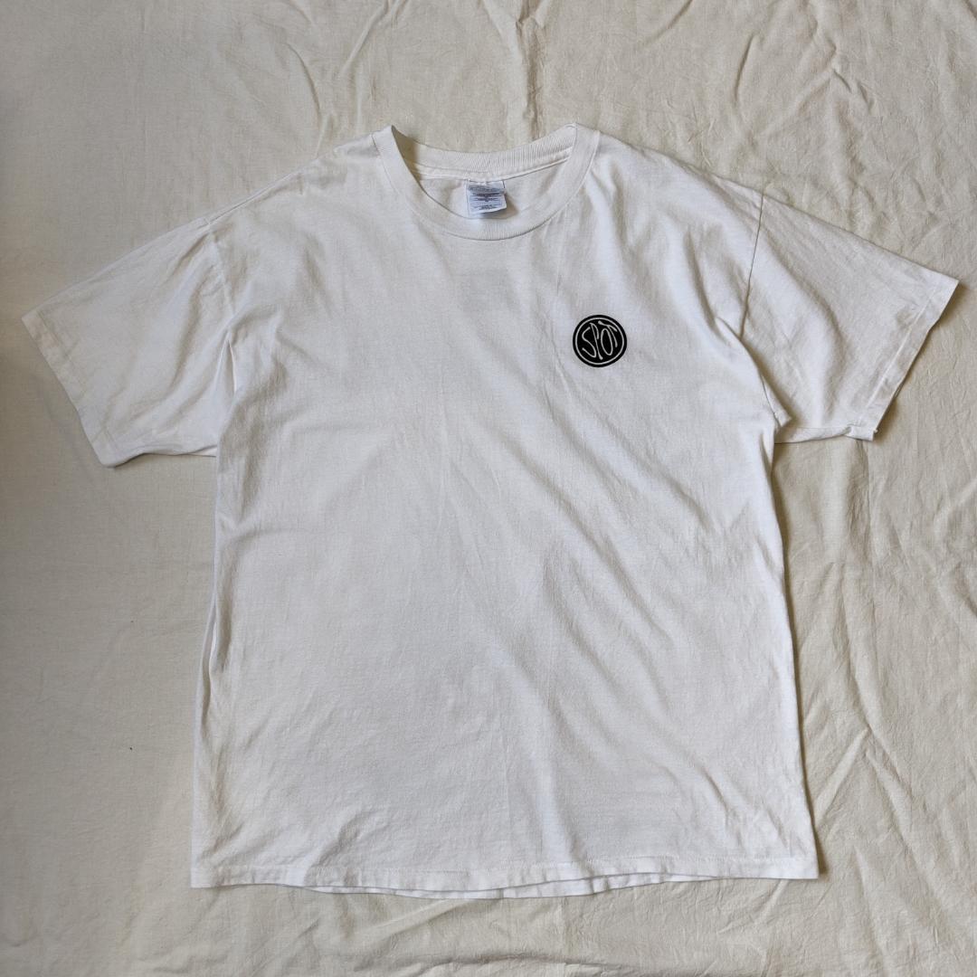 90sアメリカ製 ヘインズ バンドTシャツ ロゴ 両面プリント 白XL Spot