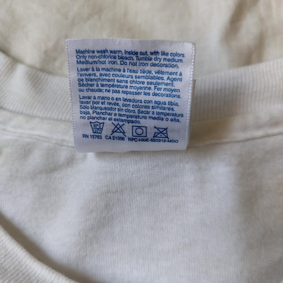 90sアメリカ製 ヘインズ バンドTシャツ ロゴ 両面プリント 白XL Spot