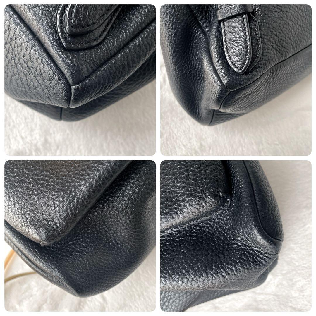 極美品⭐︎COACH ブラック ターンロック レザー シボ革 リュック バッグ
