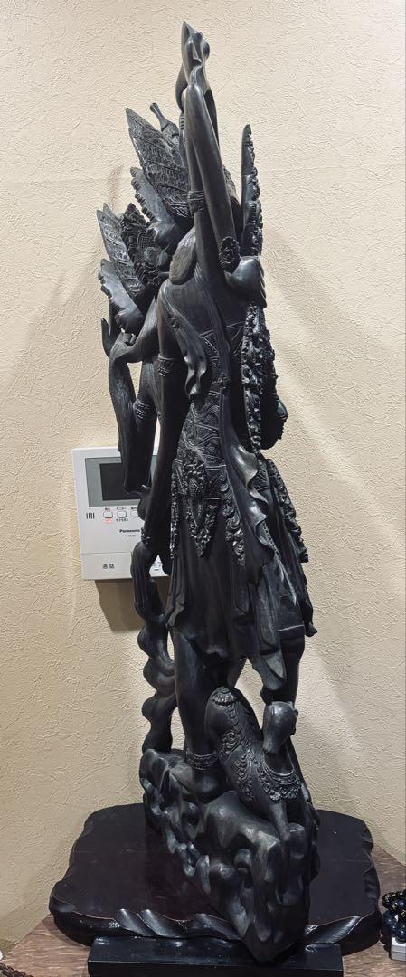 黒檀 木彫 細密彫刻 女神 98cm 大型 バリ神 神話 置物 彫刻 ラマーヤナ