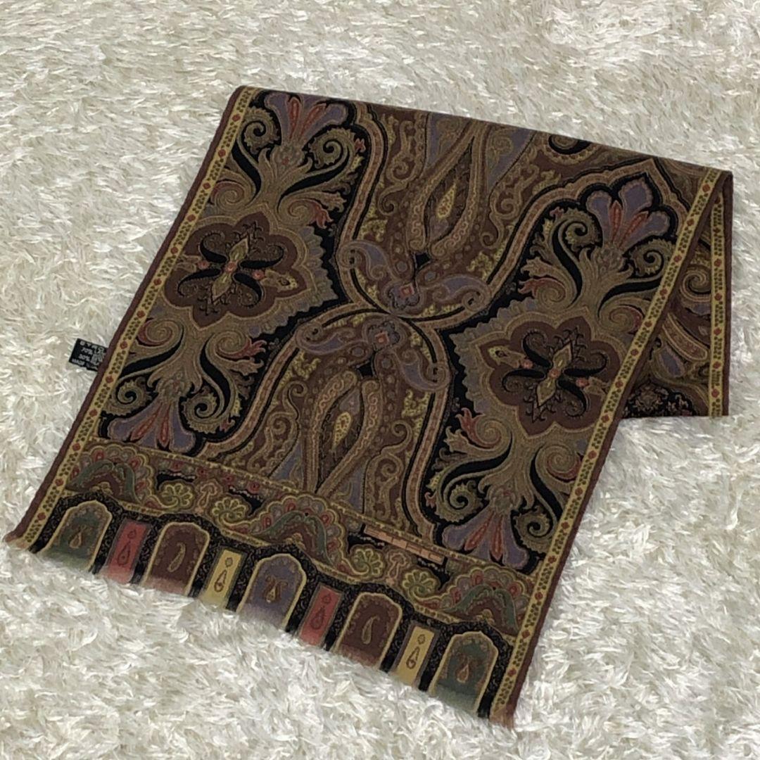 美品】ETRO エトロ ペイズリー シルク混 イタリア製 スカーフ
