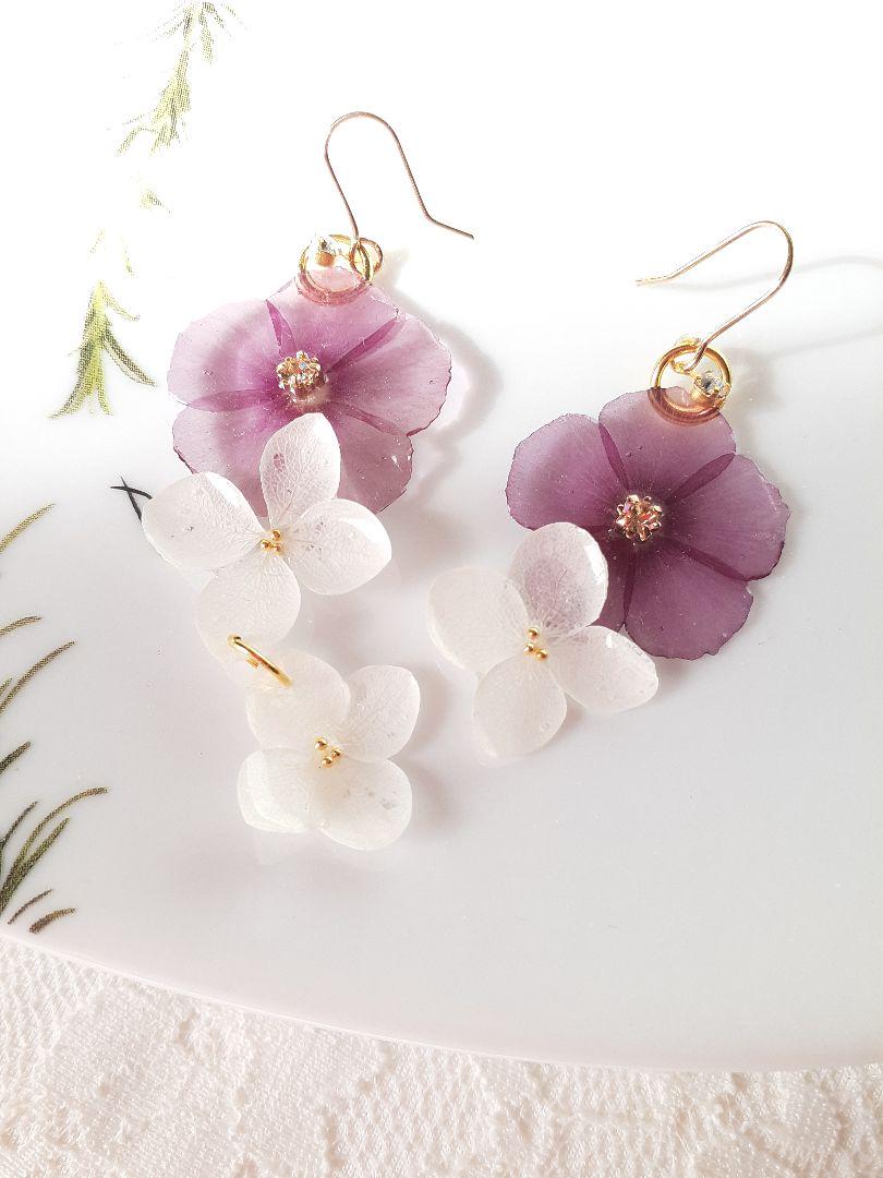 フロックスと紫陽花 ピアス 生花 ハンドメイド Agroflor Org Br フロックスと紫陽花 ピアス 生花 ハンドメイド Agroflor Org Br