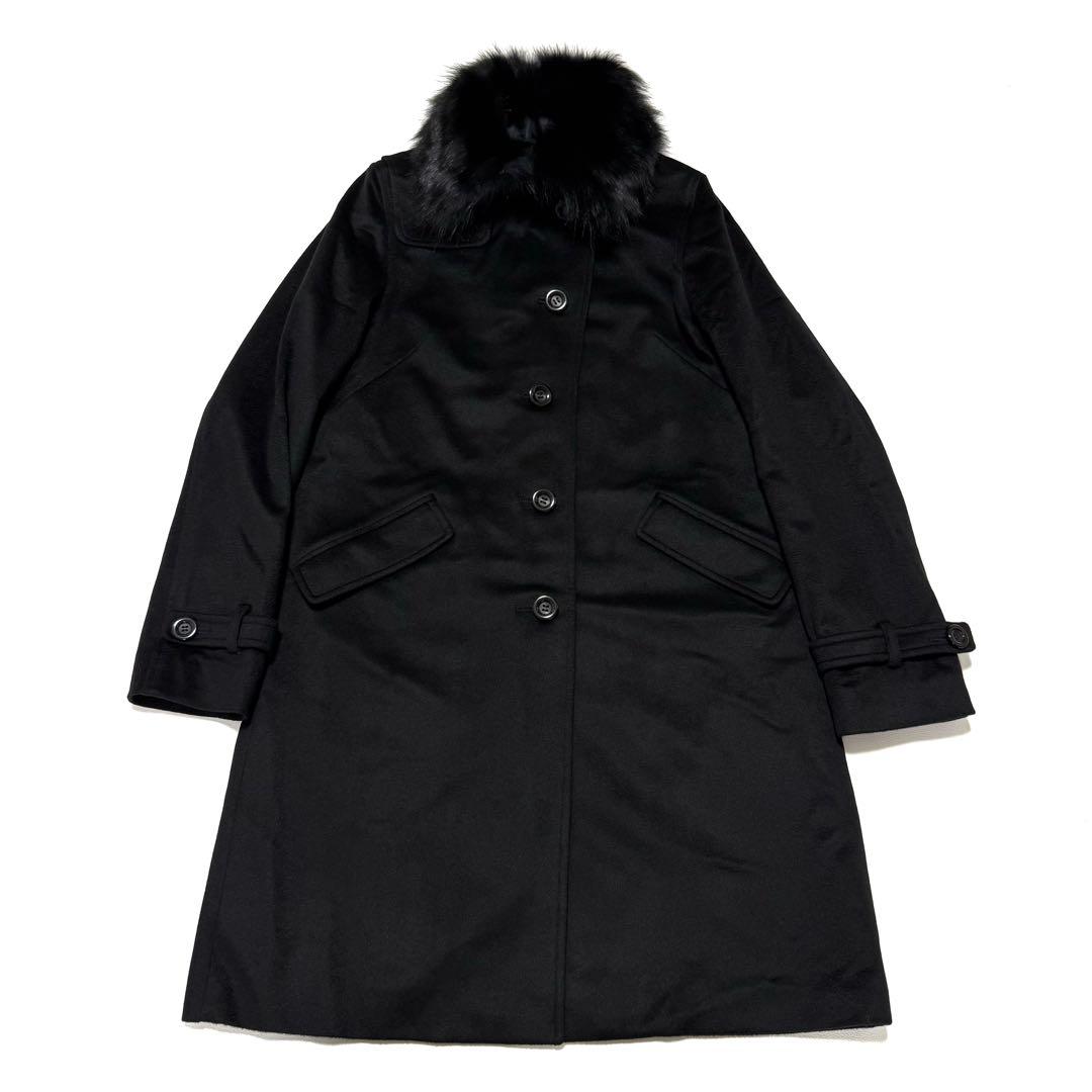 RULE カシミヤ100% フォックスファー襟 コート 袖ベルト LL 黒XL LL