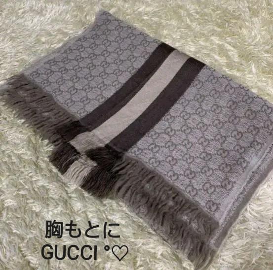 GUCCI 大判 ストール 薄手 シルク混 ウール