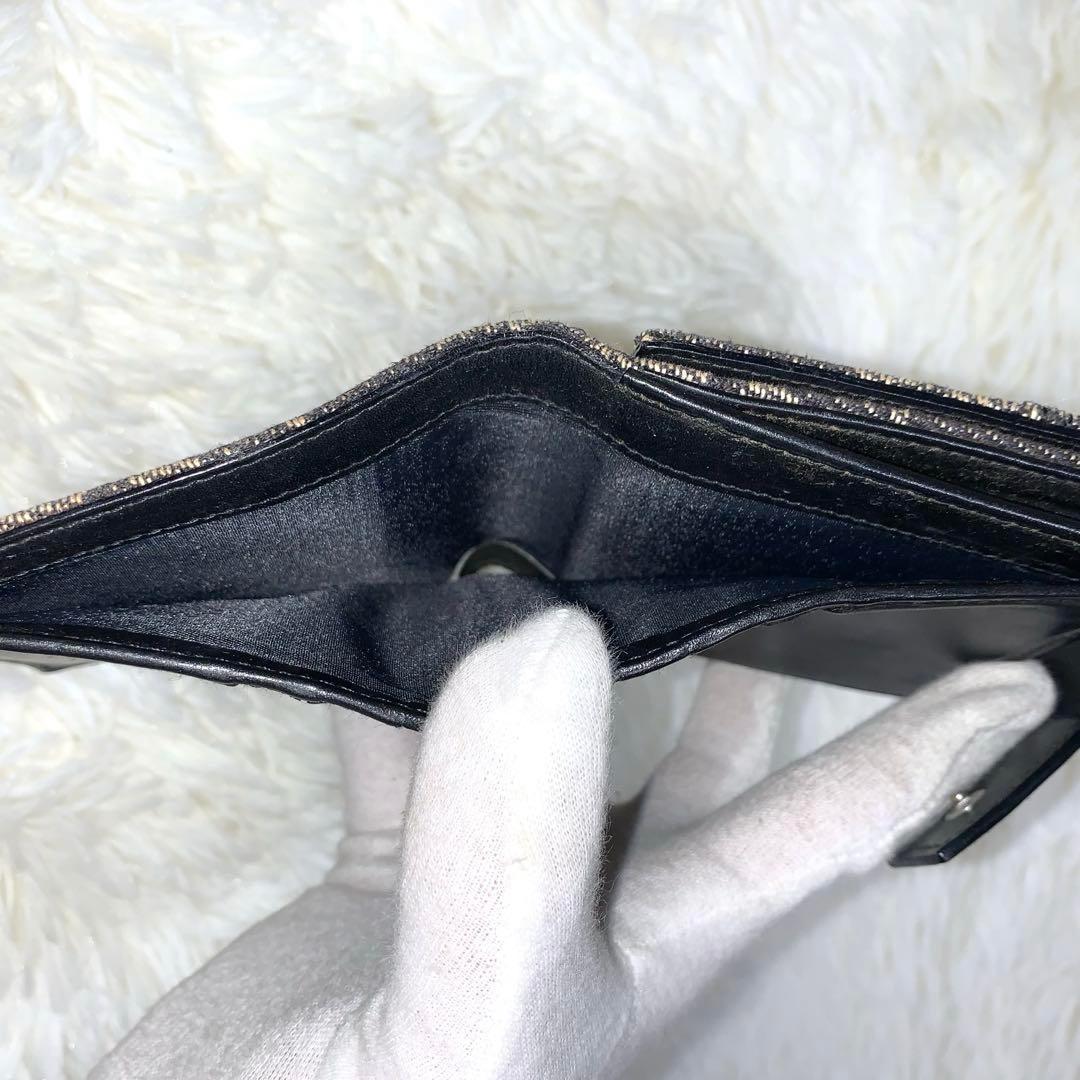 美品✨ディオール 二つ折り財布 トロッター Wホック レザー キャンバス
