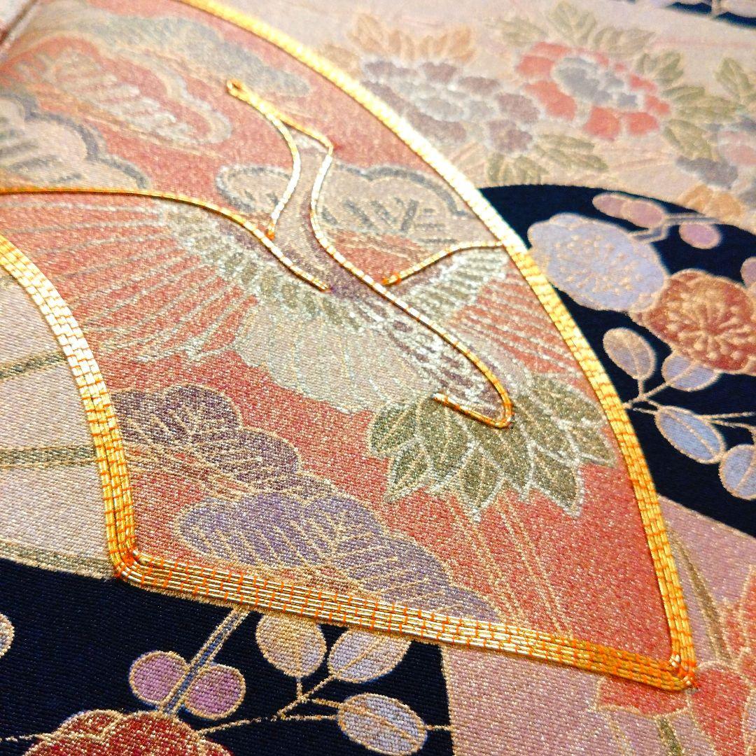 着物リメイク　スリット袖ワンピース　作家物　黒留袖　ロング　Aラインドレス　金箔