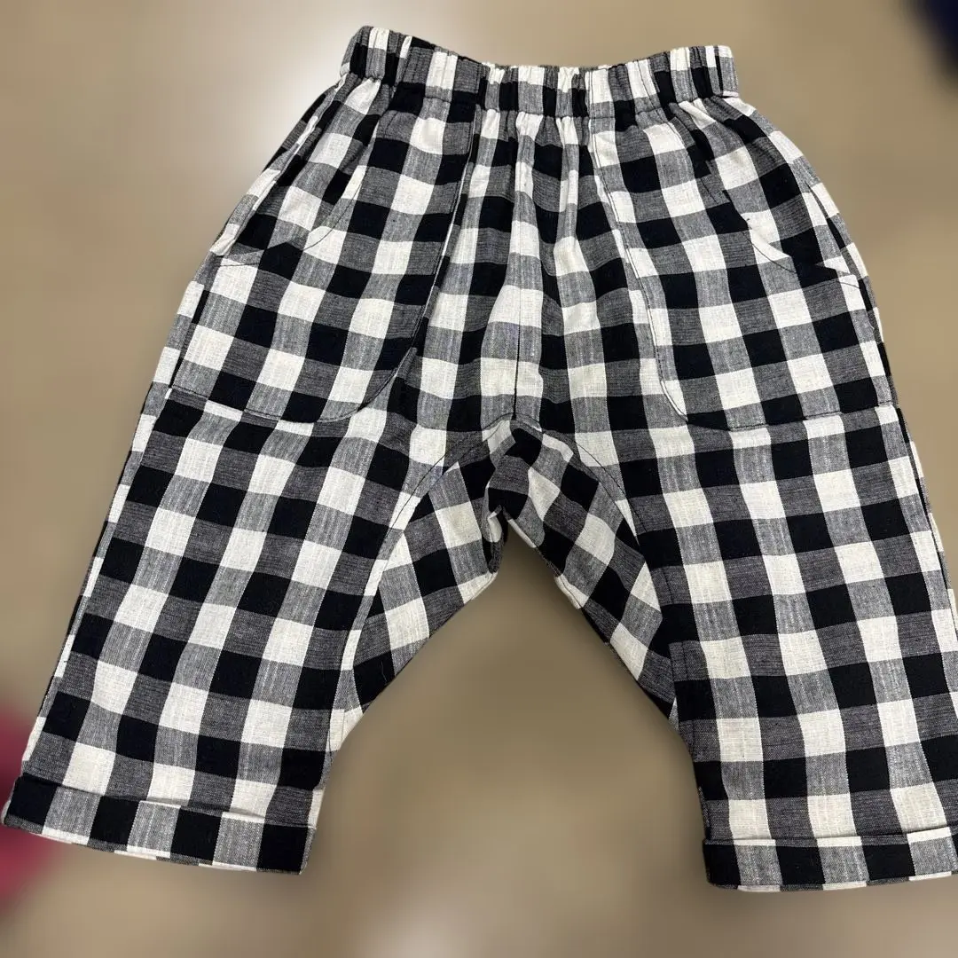Thumbnail of Black Check 3/4 Length Pants Size 110 Pairmanon