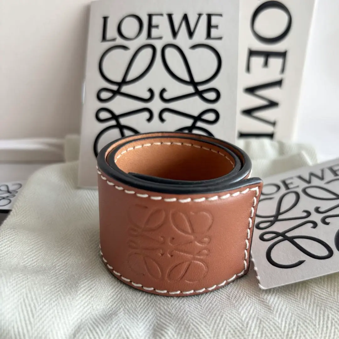 LOEWE レザーバングル／新品未使用　付属品付き LOEWE ロエベ ダブル バングル セット グリーン イエロー カーフ