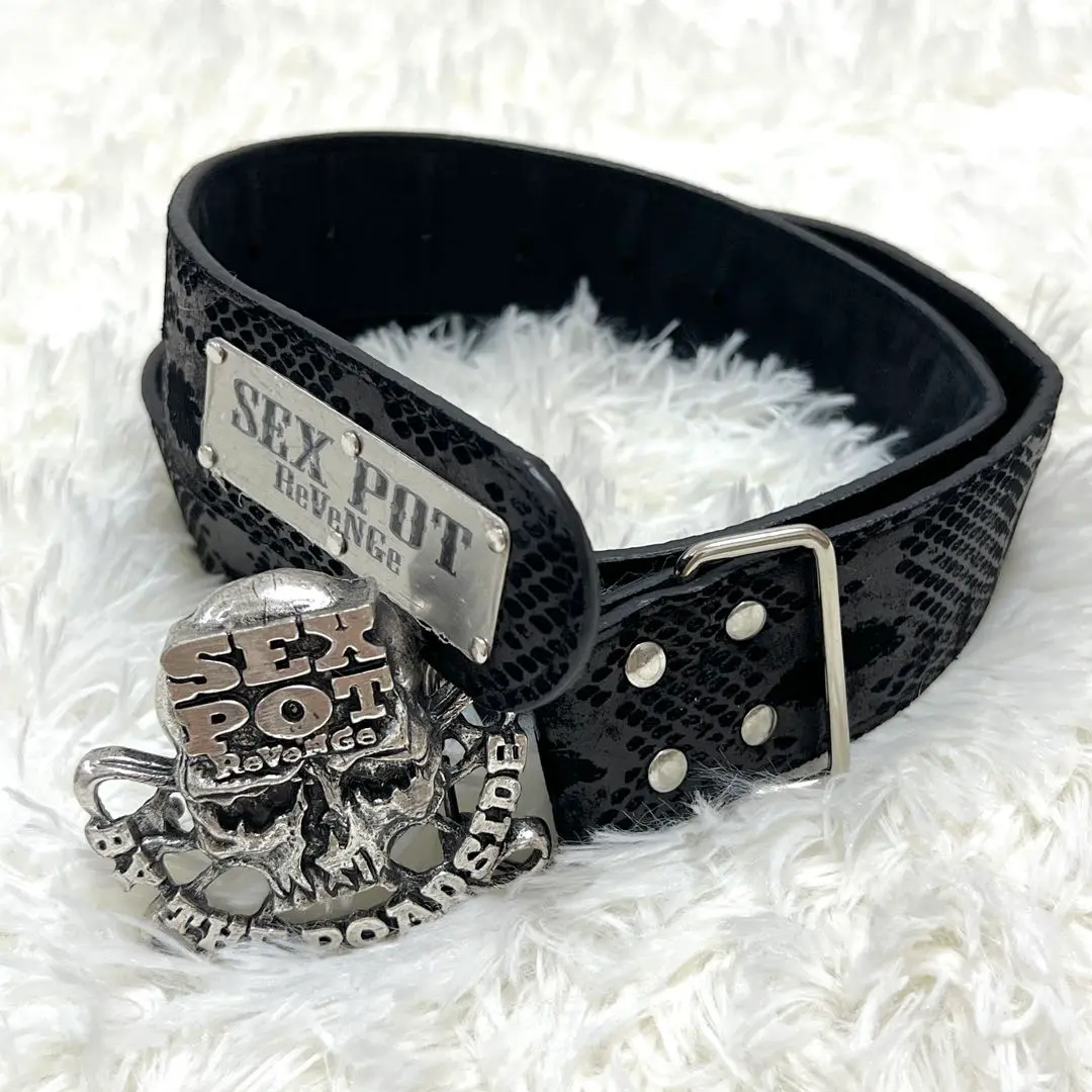 Sex pot Revenge　シドベルト　パンク　ロック　ブラック　　ドクロ SEX POT ReVeNGe scull studs leopard punk belt