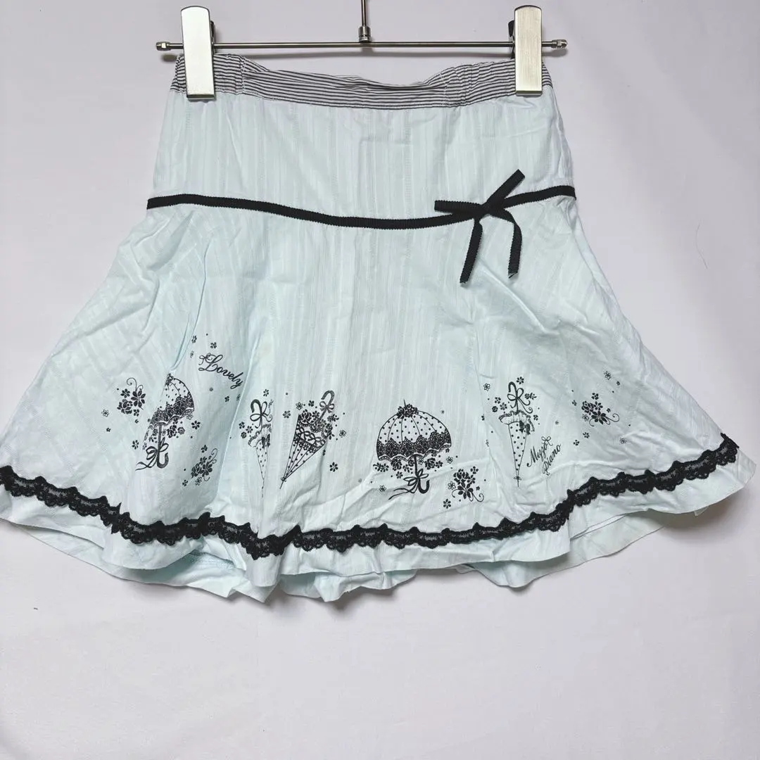 梅佐鋼琴 mezzo piano 水藍色 蓬蓬裙 鬆緊帶腰圍 蕾絲 的縮圖