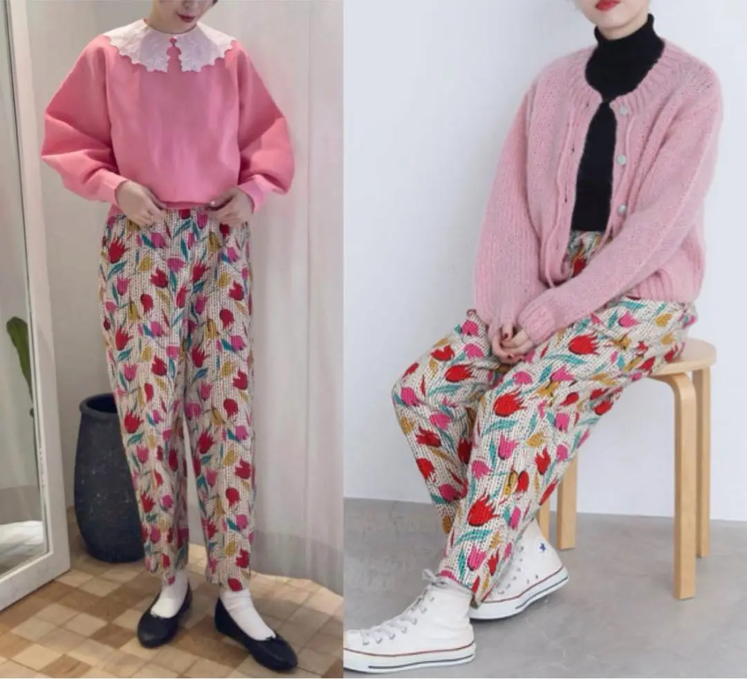 Dot&stripes CHILD WOMAN チューリッププリントワイドパンツ Dot&Stripes CHILDWOMAN（プリント ・ カジュアルパンツ）の
