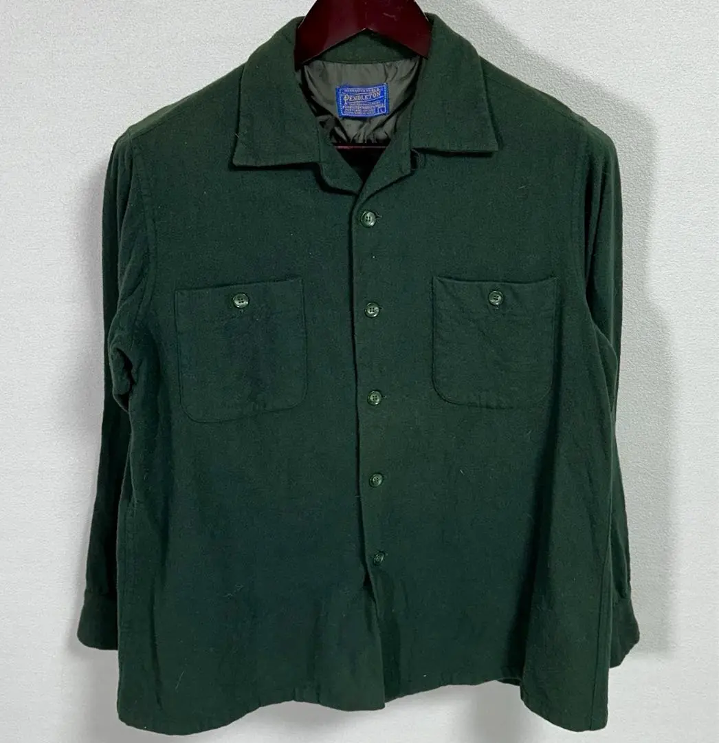 古着 60-70s Pendleton 無地 ソリッド 開襟 ボックス ウール