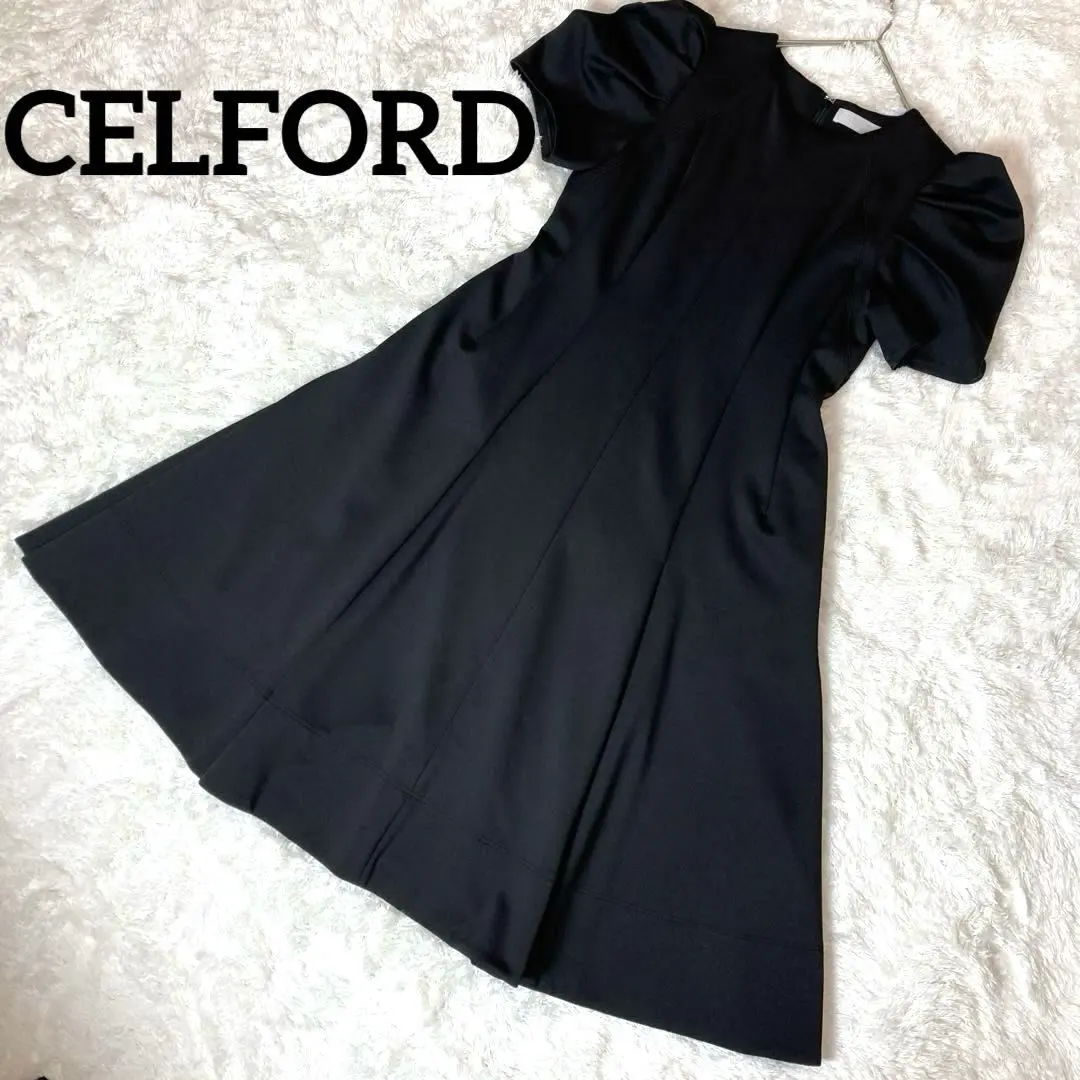 Thumbnail of CELFORD Black Puff Sleeve Flare Dress 38, Wedding
