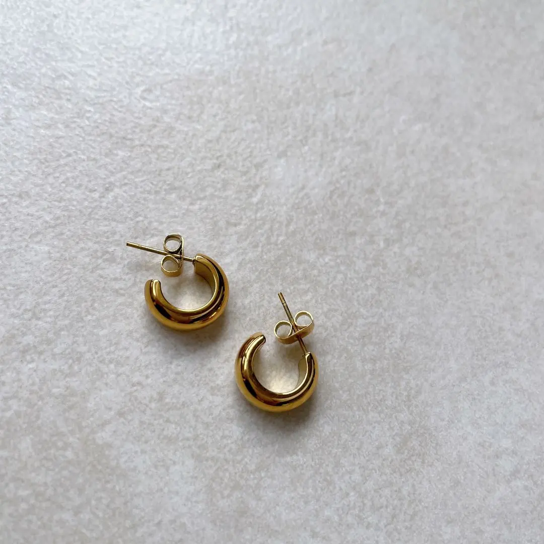 #167 迷你寬圈耳環 金色 的縮圖