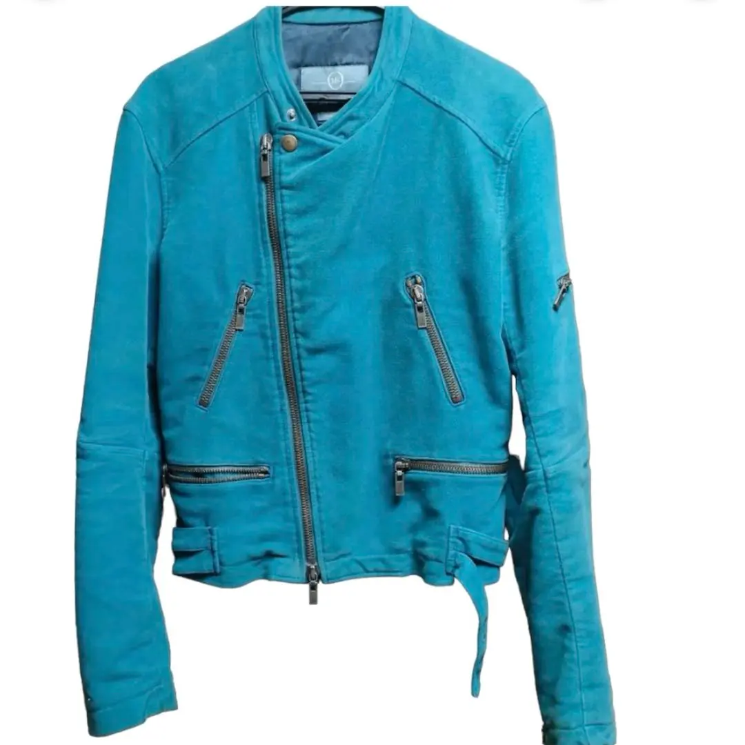 アレキサンダーマックイーン ターコイズ シングルライダースジャケット y2k