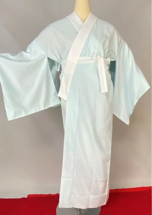 東麗絲綢紙人形預製和服內襯帶坐墊的無雙袖長襦袢爽竹霰紋暈染704 的縮圖