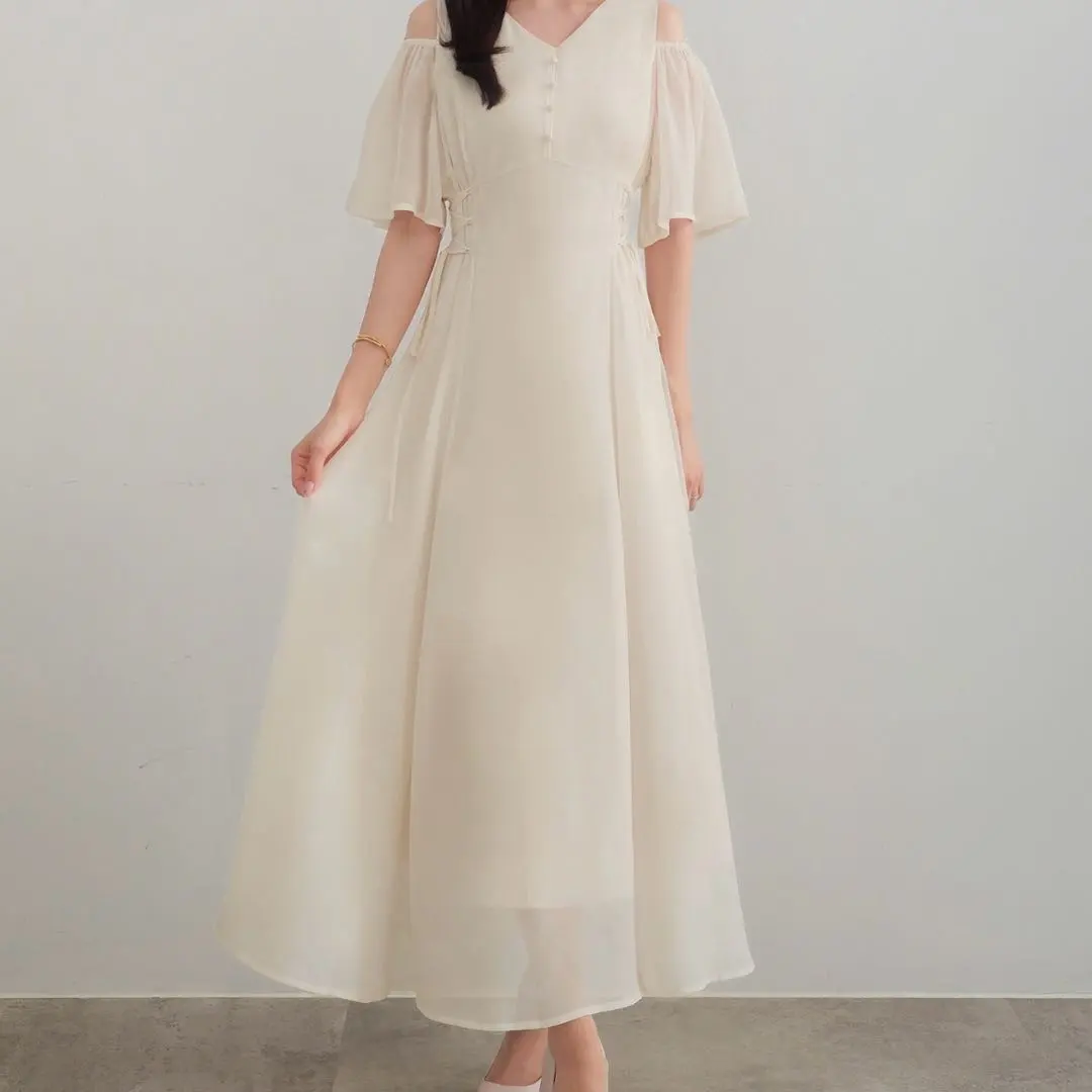 Thumbnail of 【Actual Photos Available】2-way V-neck Sheer Corset Dress - CENEA