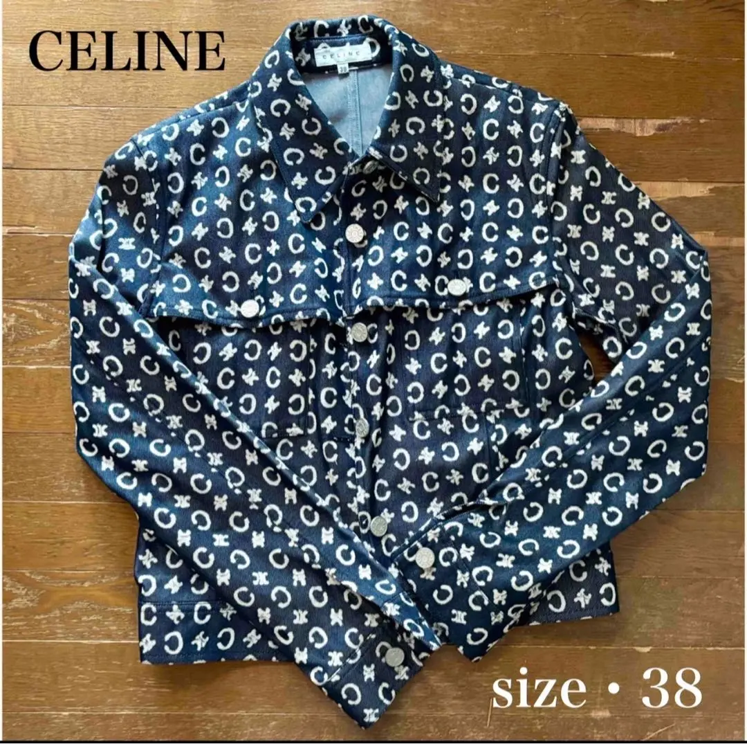 極希少・シルク混✨CELINE デニムジャケット　Cマカダム　レディース　36 極希少・シルク混✨CELINE デニムジャケットCマカダムレディース36