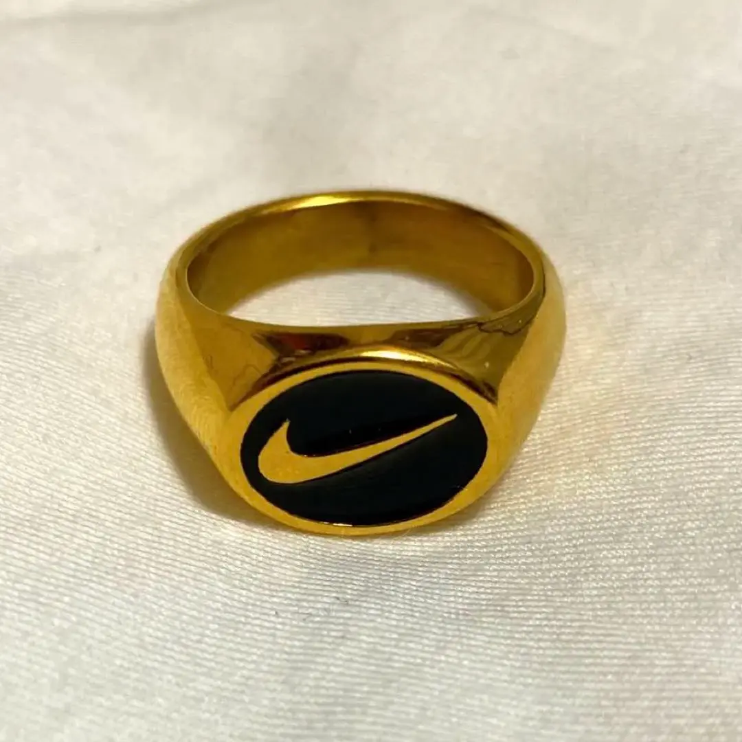 NIKE スウォッシュ ロゴシグネットリング ゴールド20号 10K Yellow Gold and Onyx NIKE SWOOSH Signet Ring Size 8.5 | eBay