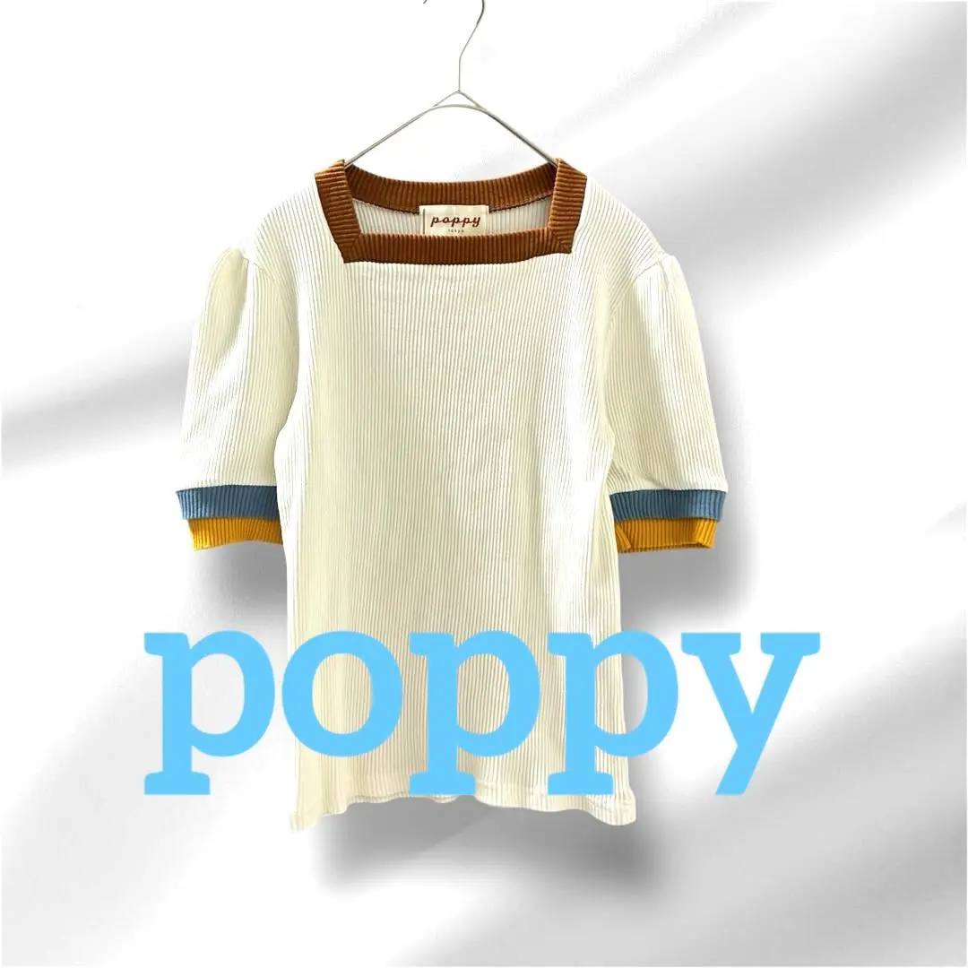 poppy あさぎーにょ　ボーダーフリルサマーニット POPPY ポピー ボーダー フリル サマーニット ニット F 綿100