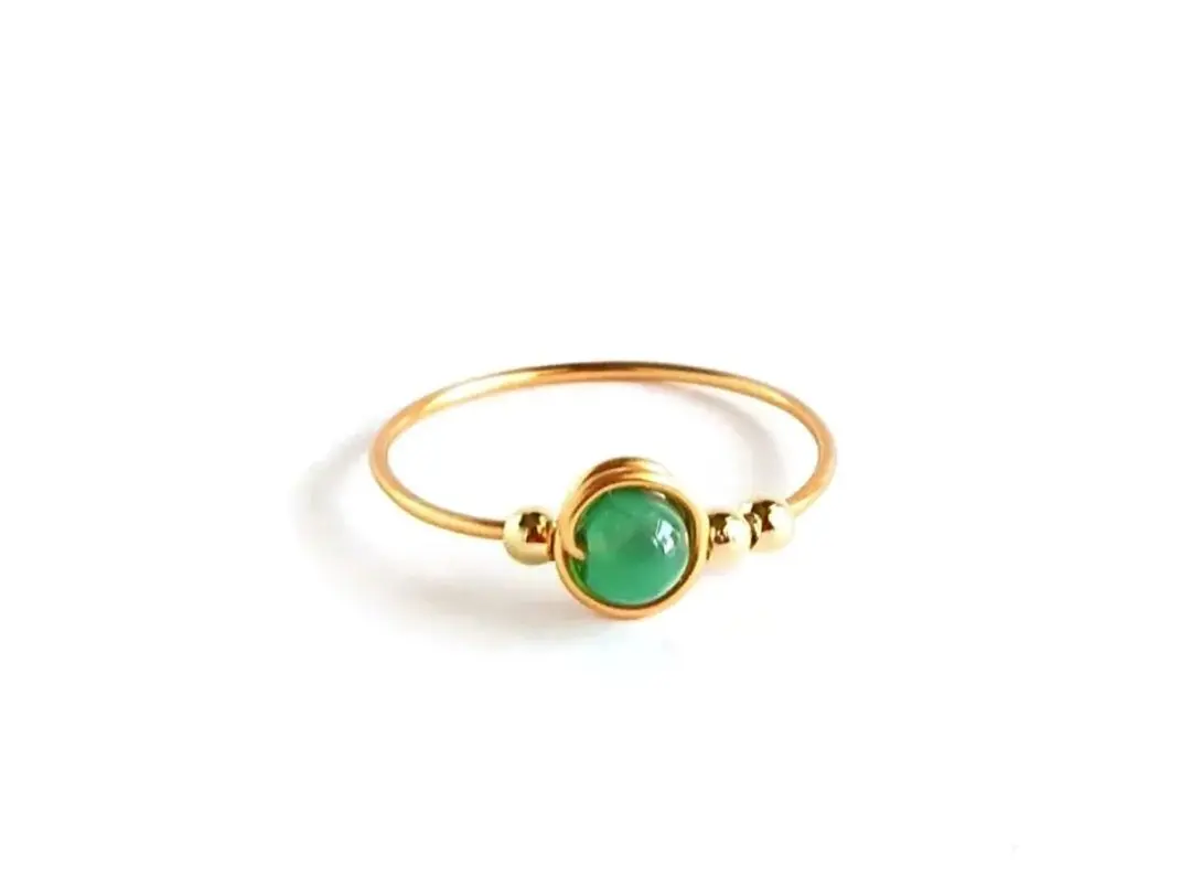 Thumbnail of ◆Choose Your Size and Color◆ Ring: Agate (Green)
