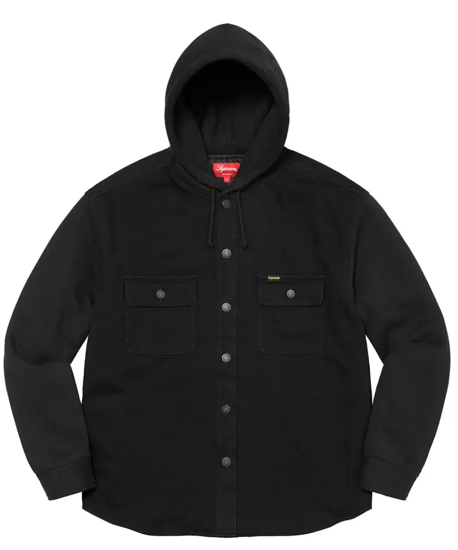 トップス Supreme Fleece Hooded Denim Shirt Blue M Supreme - Fleece Hooded Denim Shirt - UG.SHAFT