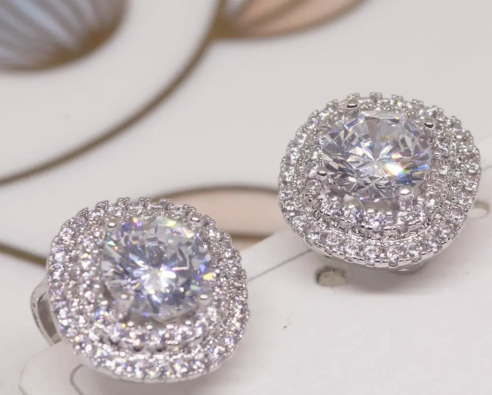 18K RGP 白金 鑽石 CZ 華麗 耳環 yp5043 的縮圖