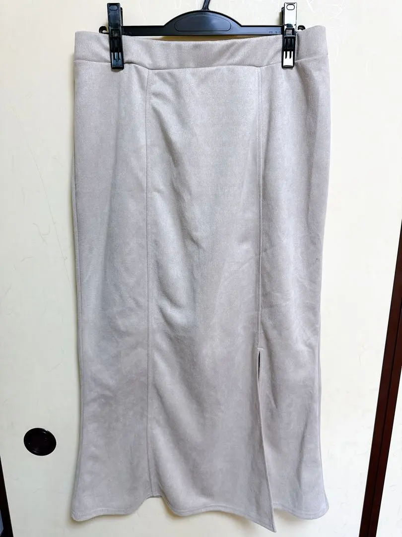Thumbnail of Suede beige long skirt