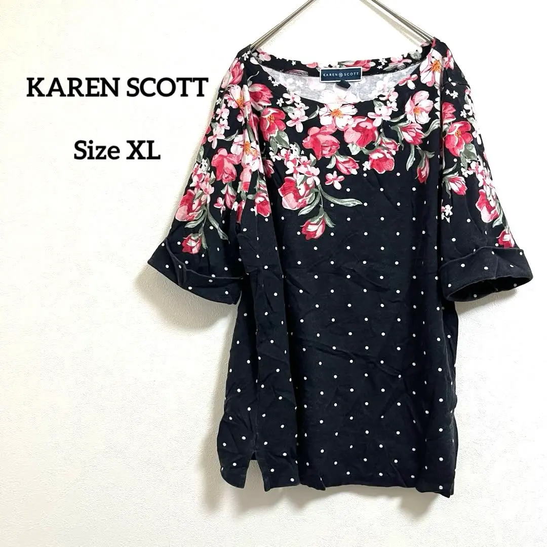 Thumbnail of 2099 KAREN SCOTT Floral Dot 3/4 Sleeve Tunic Size XL