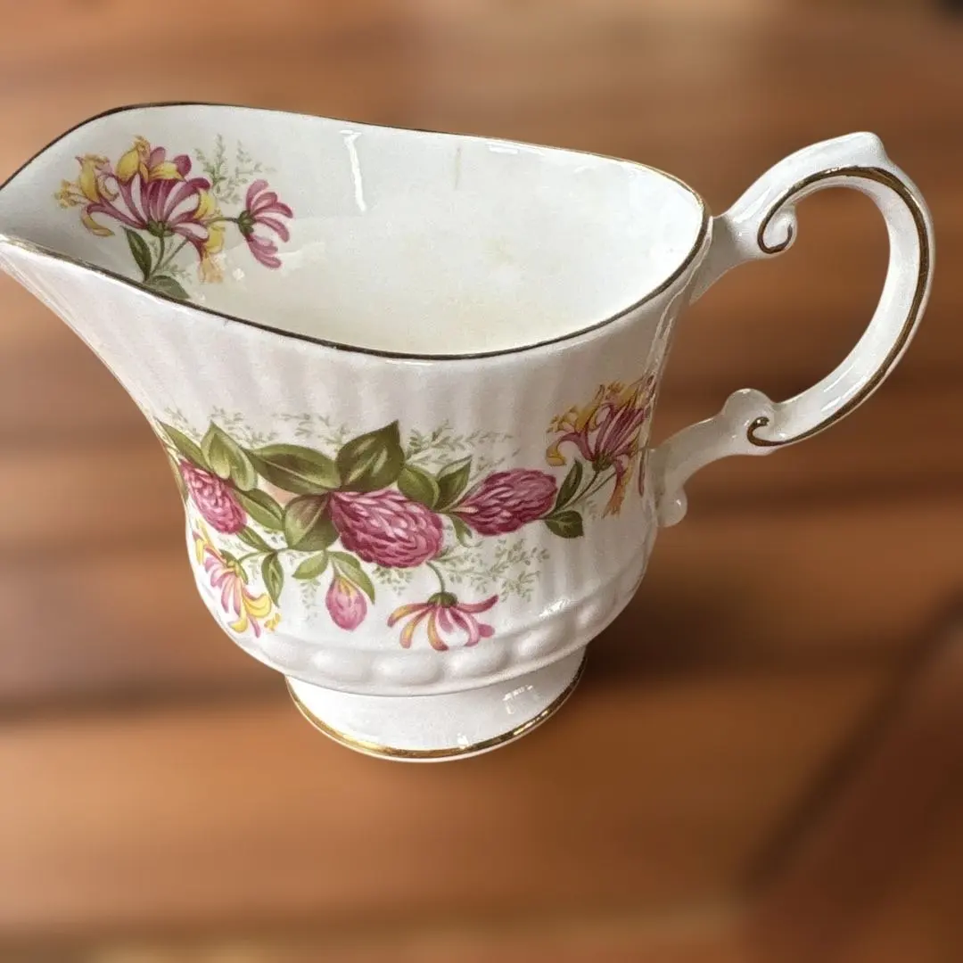 Thumbnail of Queen's Rosina China Pitcher & Creamer - Antique English