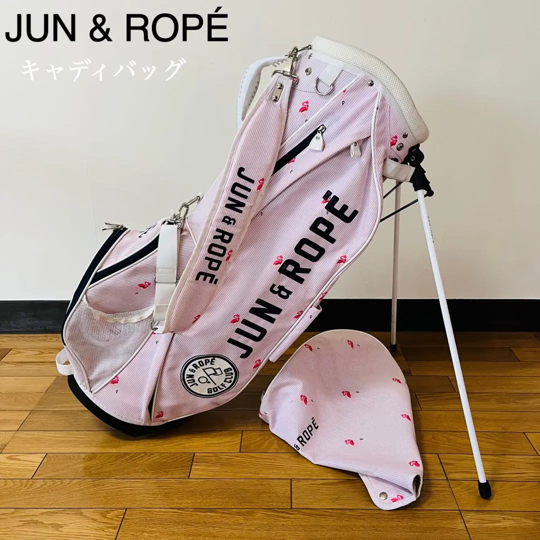 JUN&ROPE キャディバッグ ピンク 新品未使用　完売品 JUN&ROPE' ゴルフ 合皮コンビ使いカレッジロゴキャディバッグ