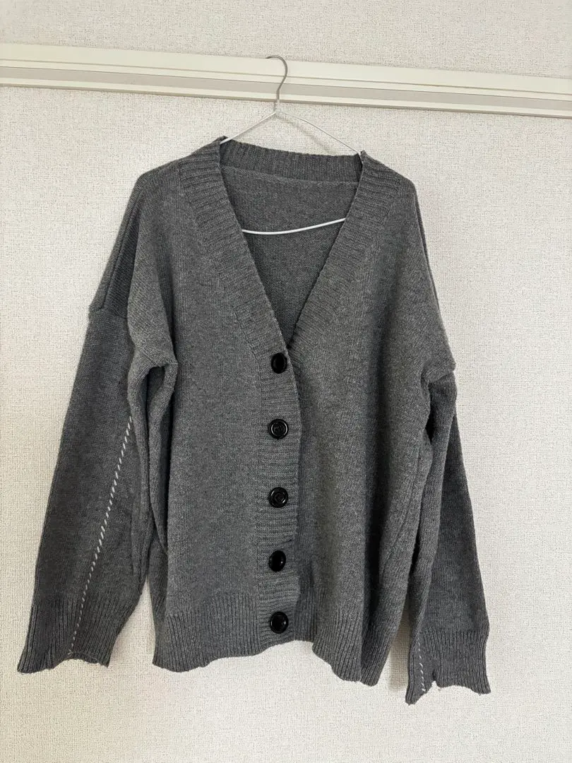 Thumbnail of Gray button-down cardigan, long sleeves