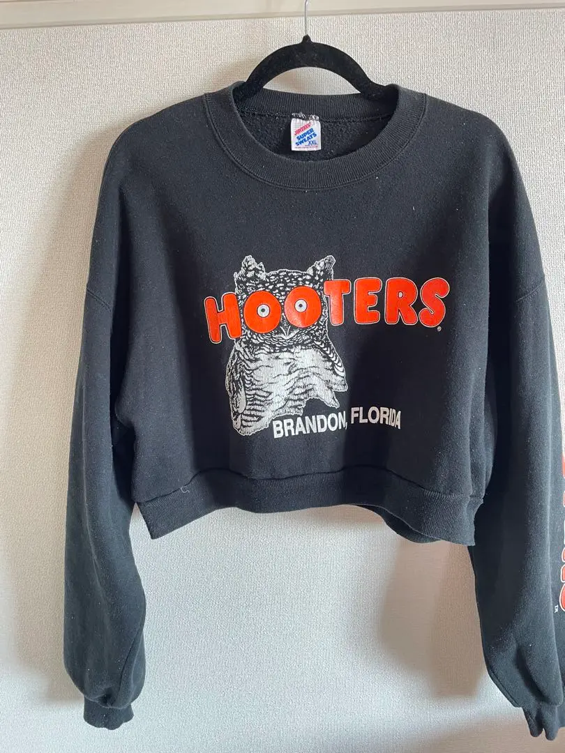 ビンテージスウェットHooters スキー チーム トレーナー80s フーターズ 古着 80s USA製 HOOTERS フクロウ レストラン 企業 スウェット