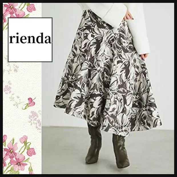 Thumbnail of 【Rienda】Flare Skirt Maxi Length Floral S Hand Washable Elastic Waist