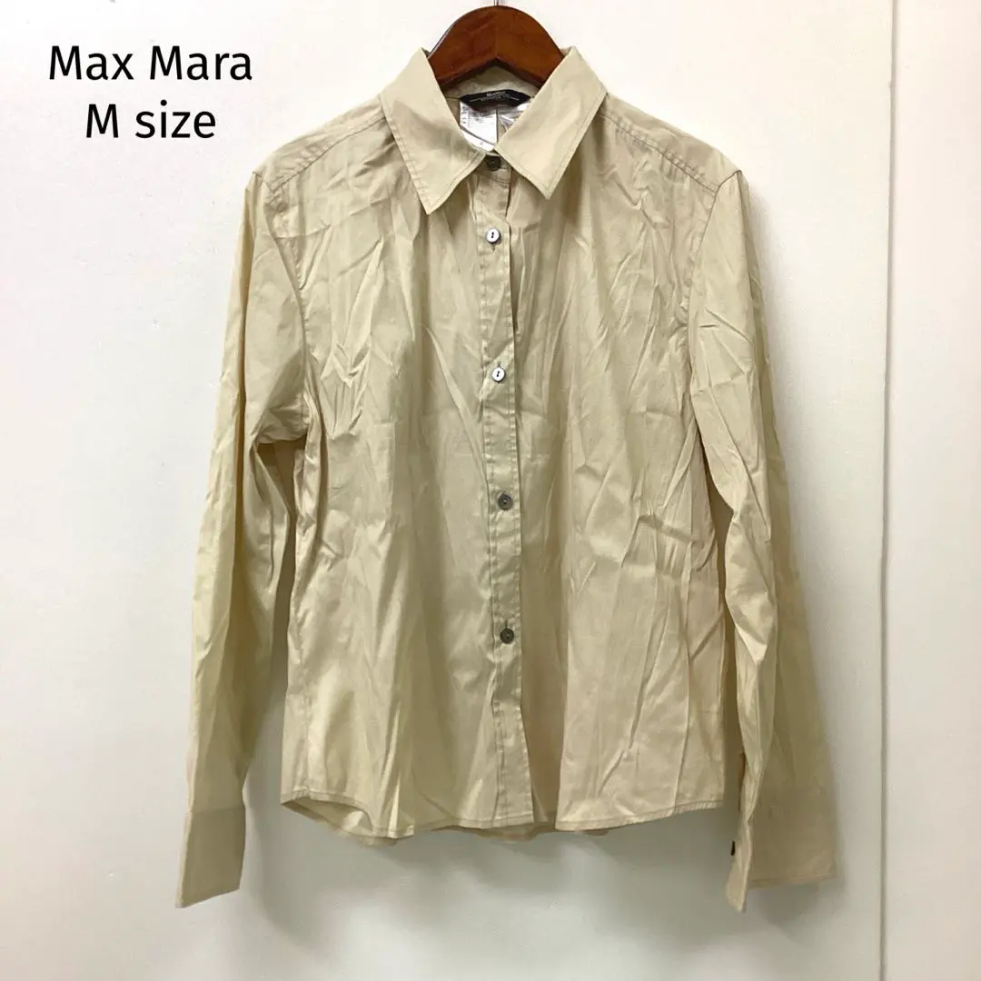 極美品✨マックスマーラ　リネン100 長袖ブラウス　ベージュ　Mサイズ 極美品✨マックスマーラ リネン100 長袖ブラウス ベージュ M