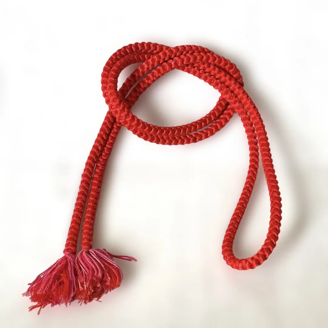 Thumbnail of Vermilion fringed obijime (decorative belt cord)