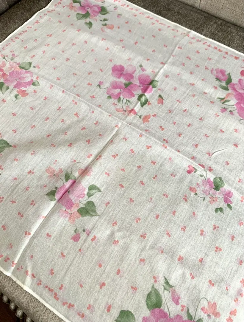 Thumbnail of Violet Floral Pink Pastel Cute White Handkerchief Scarf Formal ②